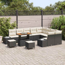 Havesofa Sæt med pude med opbevaring 12 pcs Sort Poly rattan