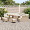 Havesofa Sæt med pude med opbevaring 12 pcs Beige Poly rattan