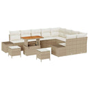 Havesofa Sæt med pude med opbevaring 12 pcs Beige Poly rattan