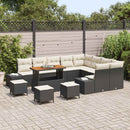 Havesofa Sæt med pude med opbevaring 13 pcs Sort Poly rattan