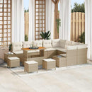 Havesofa Sæt med pude med opbevaring 13 pcs Beige Poly rattan
