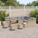 Havesofa Sæt med pude med opbevaring 13 pcs Beige Poly rattan