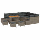 Havesofa Sæt med pude med opbevaring 13 pcs Grå Poly rattan