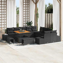 Havesofa Sæt med pude med opbevaring 13 pcs Sort Poly rattan