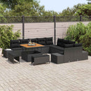 Havesofa Sæt med pude med opbevaring 13 pcs Sort Poly rattan