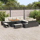 Havesofa Sæt med pude med opbevaring 13 pcs Sort Poly rattan