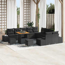 Havesofa Sæt med pude med opbevaring 13 pcs Sort Poly rattan