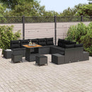 Havesofa Sæt med pude med opbevaring 13 pcs Sort Poly rattan