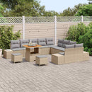 Havesofa Sæt med pude med opbevaring 13 pcs Beige Poly rattan