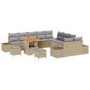 Havesofa Sæt med pude med opbevaring 13 pcs Beige Poly rattan