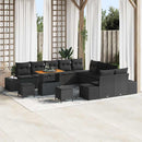 Havesofa Sæt med pude med opbevaring 13 pcs Sort Poly rattan