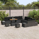 Havesofa Sæt med pude med opbevaring 13 pcs Sort Poly rattan