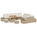 Havesofa Sæt med pude med opbevaring 13 pcs Beige Poly rattan