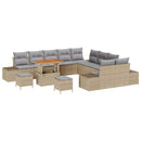 Havesofa Sæt med pude med opbevaring 13 pcs Beige Poly rattan