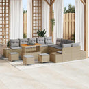 Havesofa Sæt med pude med opbevaring 14 pcs Beige Poly rattan
