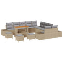 Havesofa Sæt med pude med opbevaring 14 pcs Beige Poly rattan