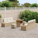 Havesofa Sæt med pude med opbevaring 9 pcs Beige Poly rattan