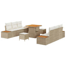 Havesofa Sæt med pude med opbevaring 9 pcs Beige Poly rattan