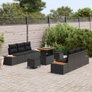 Havesofa Sæt med pude med opbevaring 9 pcs Sort Poly rattan
