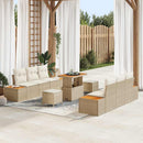 Havesofa Sæt med pude med opbevaring 9 pcs Beige Poly rattan