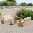 Havesofa Sæt med pude med opbevaring 9 pcs Beige Poly rattan