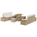 Havesofa Sæt med pude med opbevaring 9 pcs Beige Poly rattan