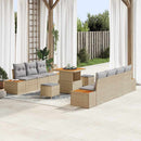 Havesofa Sæt med pude med opbevaring 10 pcs Beige Poly rattan