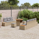 Havesofa Sæt med pude med opbevaring 10 pcs Beige Poly rattan