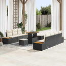 Havesofa Sæt med pude med opbevaring 10 pcs Sort Poly rattan