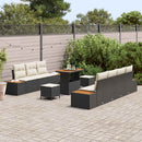 Havesofa Sæt med pude med opbevaring 10 pcs Sort Poly rattan