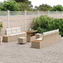 Havesofa Sæt med pude med opbevaring 10 pcs Beige Poly rattan