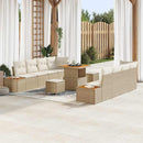 Havesofa Sæt med pude med opbevaring 11 pcs Beige Poly rattan