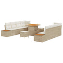 Havesofa Sæt med pude med opbevaring 11 pcs Beige Poly rattan