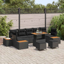 Havesofa Sæt med pude med opbevaring 10 pcs Sort Poly rattan