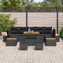 Havesofa Sæt med pude med opbevaring 10 pcs Sort Poly rattan