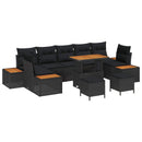 Havesofa Sæt med pude med opbevaring 10 pcs Sort Poly rattan