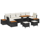 Havesofa Sæt med pude med opbevaring 10 pcs Sort Poly rattan