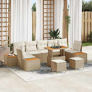 Havesofa Sæt med pude med opbevaring 10 pcs Beige Poly rattan