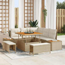 Havesofa Sæt med pude med opbevaring 8 pcs Beige Poly rattan