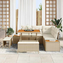 Havesofa Sæt med pude med opbevaring 8 pcs Beige Poly rattan