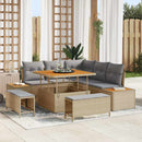 Havesofa Sæt med pude med opbevaring 8 pcs Beige Poly rattan
