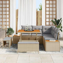 Havesofa Sæt med pude med opbevaring 8 pcs Beige Poly rattan