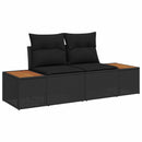 Havesofa Sæt med pude med opbevaring 8 pcs Sort Poly rattan