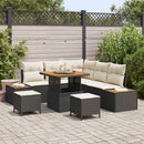 Havesofa Sæt med pude med opbevaring 8 pcs Sort Poly rattan
