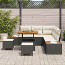 Havesofa Sæt med pude med opbevaring 8 pcs Sort Poly rattan