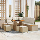 Havesofa Sæt med pude med opbevaring 8 pcs Beige Poly rattan