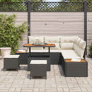 Havesofa Sæt med pude med opbevaring 8 pcs Sort Poly rattan