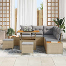 Havesofa Sæt med pude med opbevaring 8 pcs Beige Poly rattan