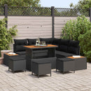 Havesofa Sæt med pude med opbevaring 9 pcs Sort Poly rattan