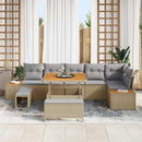 Havesofa Sæt med pude med opbevaring 9 pcs Beige Poly rattan